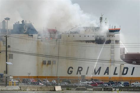 Fatal fire still burns on cargo ship in New Jersey, raising questions about response capability